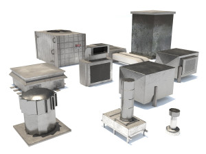 aluminium rooftop elements pack Model 3D