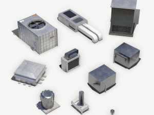 aluminium rooftop elements pack Model 3D