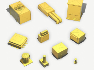 aluminium rooftop elements pack Model 3D