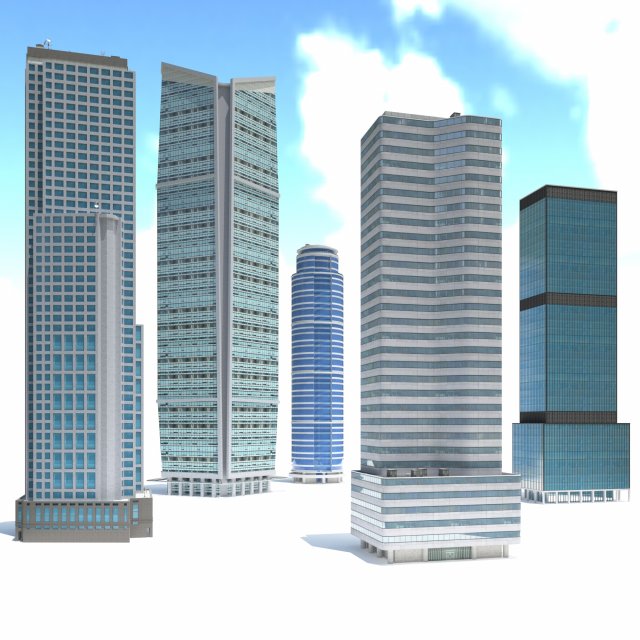 high rise city building bundle 3D Model .c4d .max .obj .3ds .fbx .stl .blend 