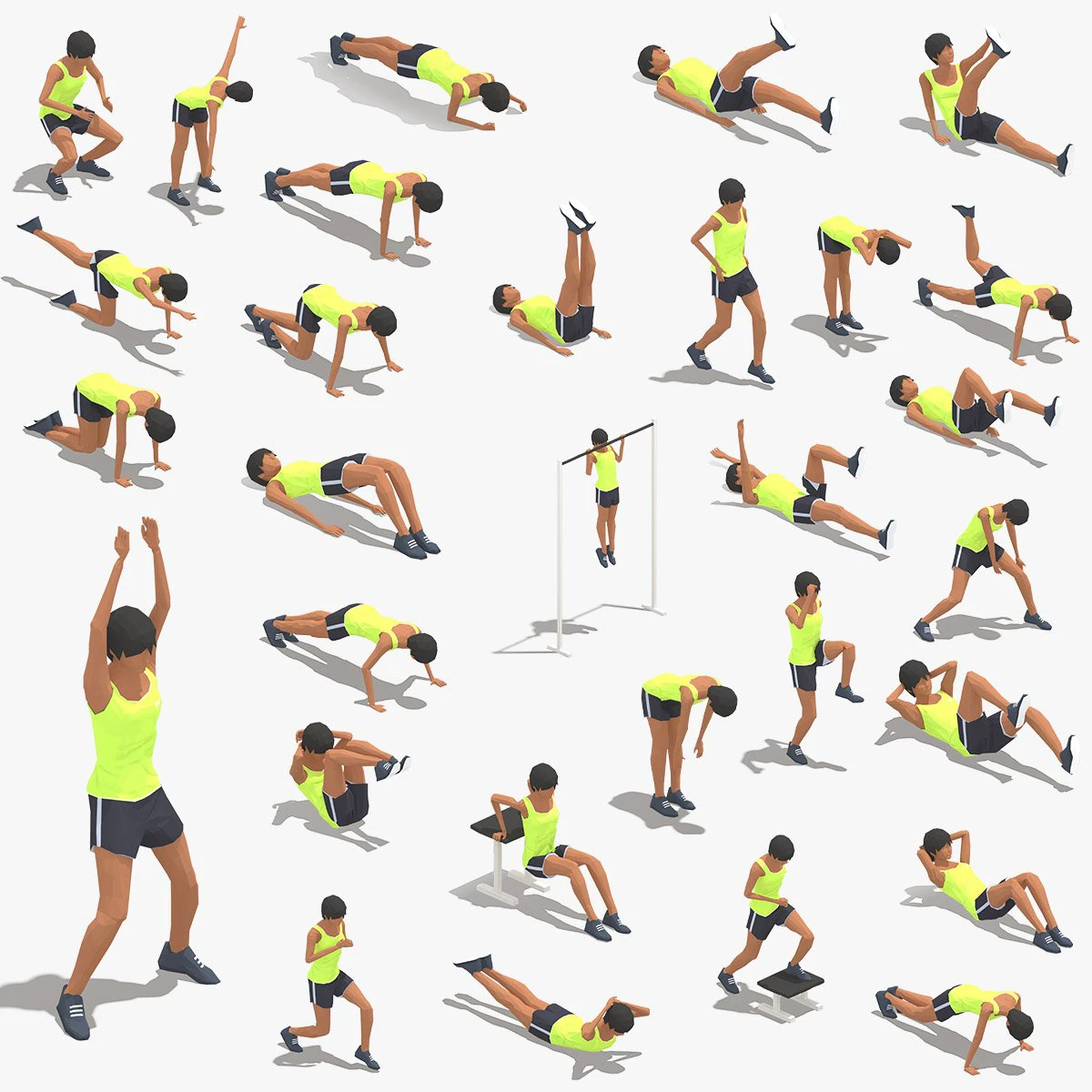 30 woman exercise pack 3D Model .c4d .max .obj .3ds .fbx .stl .blend 