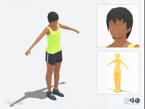 low poly woman exercise rig 3D Model