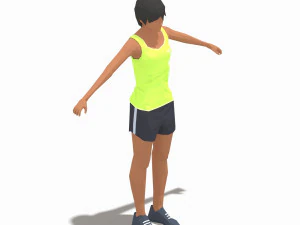 low poly woman exercise rig 3D Model