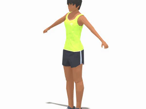 low poly woman exercise rig 3D Model