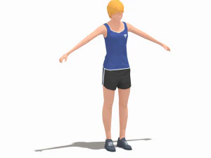 low poly woman exercise rig 3D Model