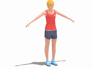 low poly woman exercise rig 3D Model