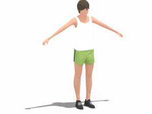 low poly woman exercise rig 3D Model