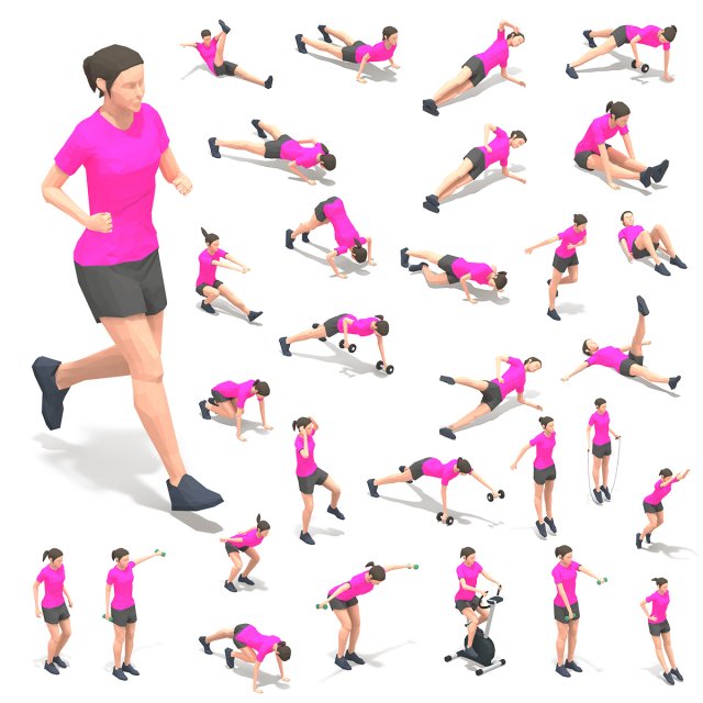 30 woman exercise pack vol 2 3D मॉडल .c4d .max .obj .3ds .fbx .stl .blend 