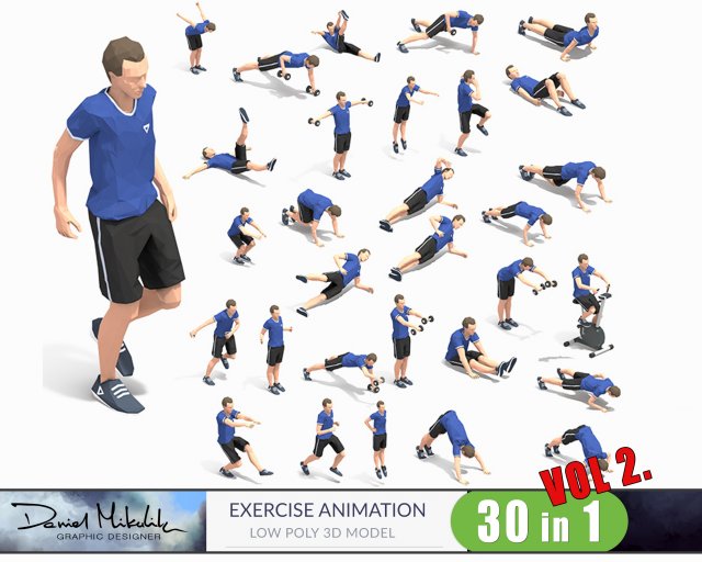 exercise animations bundle vol 2 Modèle 3D .c4d .max .obj .3ds .fbx .stl .blend 