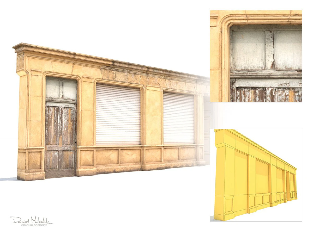 store facade low poly 3D Model .c4d .max .obj .3ds .fbx .stl .blend 