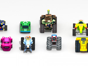 low poly cartoon cars toys 3D Model