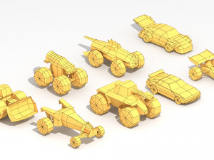 low poly cartoon cars toys 3D Model