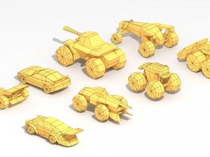 low poly cartoon cars toys 3D Model