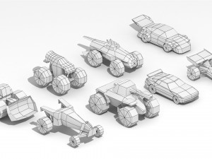 low poly cartoon cars toys 3D Model