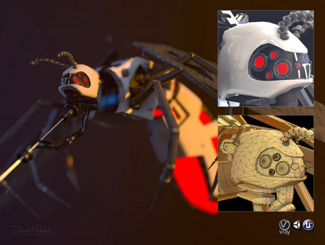 cyber mosquito bug 3D Модель .c4d .max .obj .3ds .fbx .stl .blend 