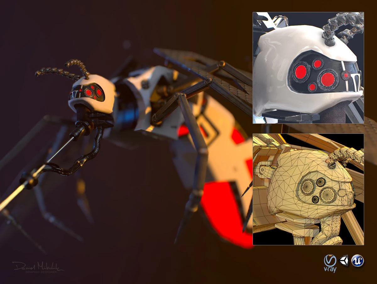 サイバー蚊のバグ 3Dモデル .c4d .max .obj .3ds .fbx .stl .blend 