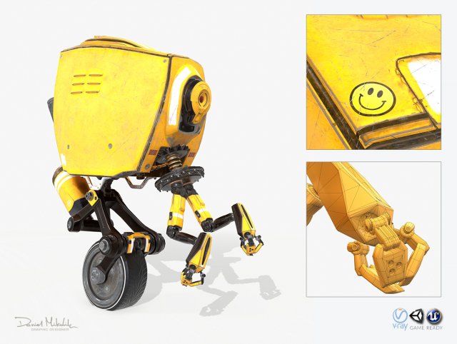 monocykl sci-fi robot Model 3D .c4d .max .obj .3ds .fbx .stl .blend 