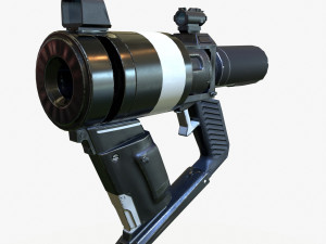 low poly sci-fi revolver pbr 3D Model