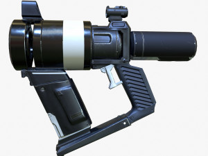 low poly sci-fi revolver pbr 3D Model