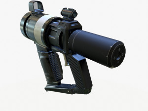 low poly sci-fi revolver pbr 3D Model