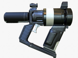 low poly sci-fi revolver pbr 3D Model