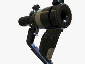 low poly sci-fi revolver pbr 3D Model