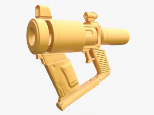 low poly sci-fi revolver pbr 3D Model