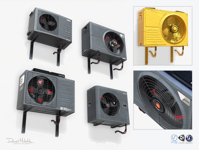 sci-fi airconditiong pbr Modèle 3D .c4d .max .obj .3ds .fbx .stl .blend 