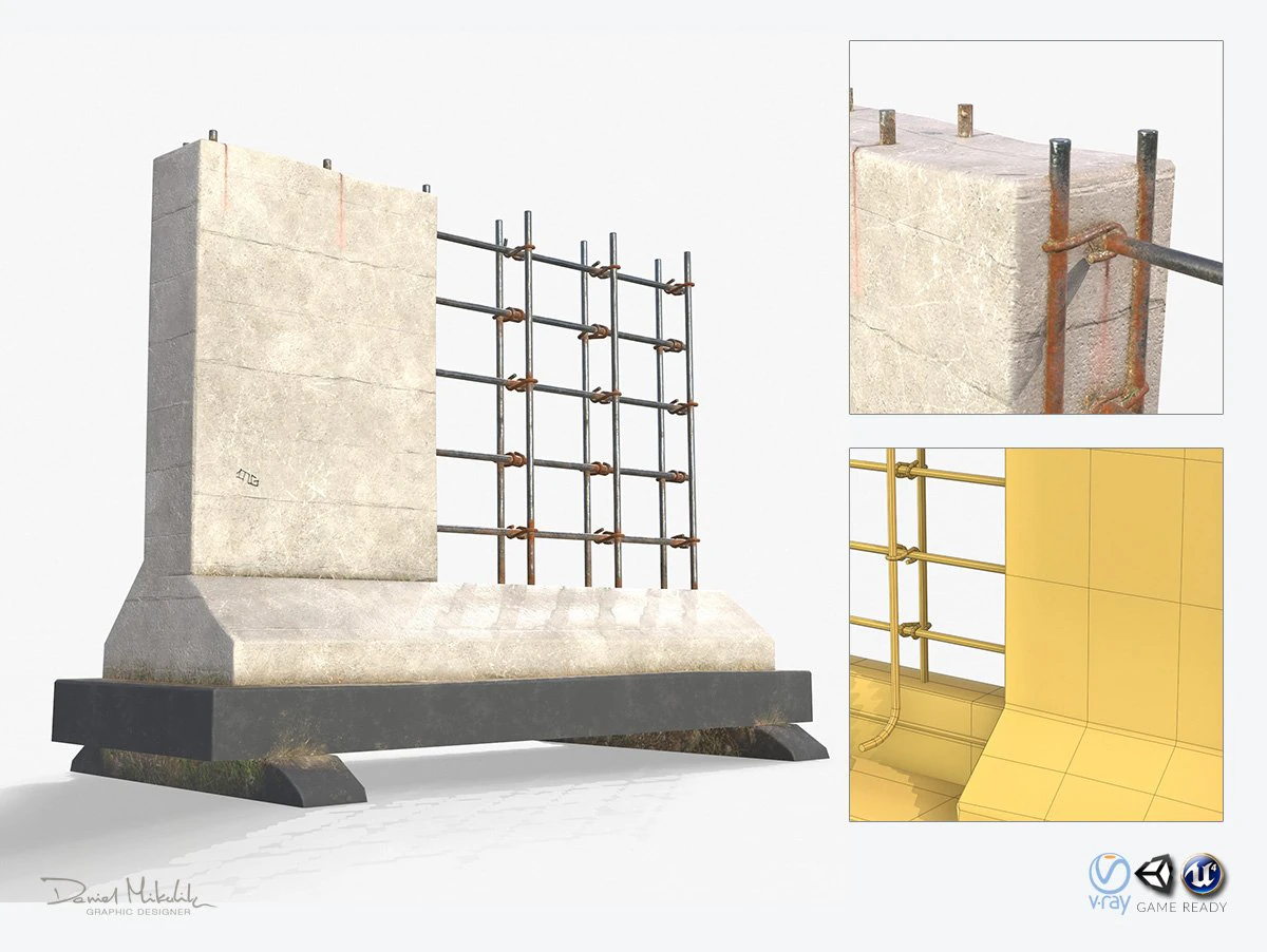 street barrier pbr 3D Model .c4d .max .obj .3ds .fbx .stl .blend 