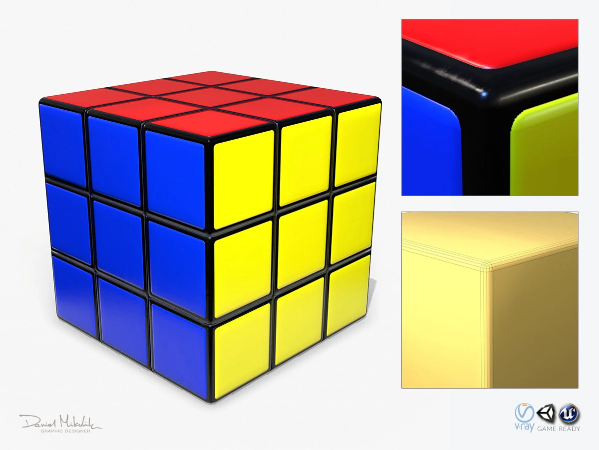 rubiks cube low poly pbr 3D Model .c4d .max .obj .3ds .fbx .stl .blend 
