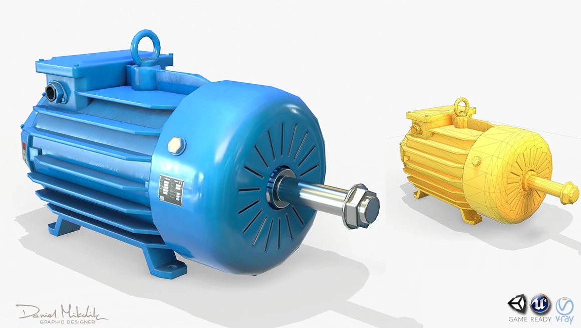 electric engine pbr 3D Model .c4d .max .obj .3ds .fbx .stl .blend 