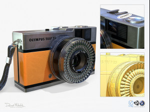olympis trip 35 camera pbr low poly Modello 3D