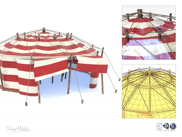 circus tent pbr 3D मॉडल .c4d .max .obj .3ds .fbx .stl .blend 