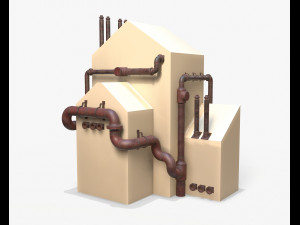 industrial steam pipes pbr Modelo 3D