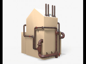 industrial steam pipes pbr Modelo 3D