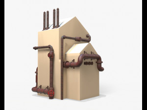 industrial steam pipes pbr Modelo 3D