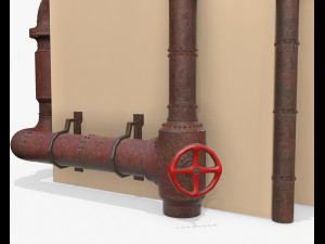 industrial steam pipes pbr Modelo 3D