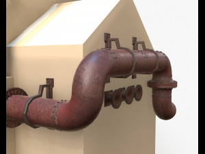 industrial steam pipes pbr Modelo 3D