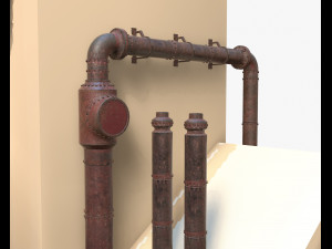 industrial steam pipes pbr Modelo 3D