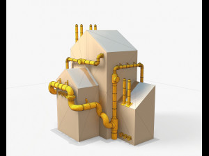industrial steam pipes pbr Modelo 3D