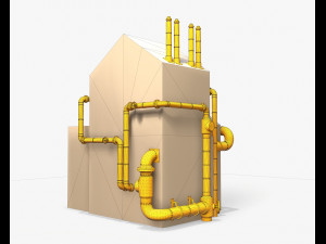 industrial steam pipes pbr Modelo 3D