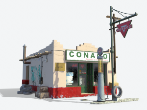 retro gas station Model 3D