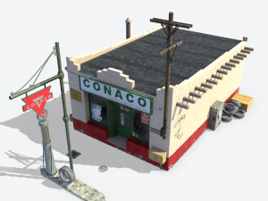 retro gas station Model 3D