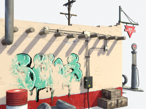 retro gas station Model 3D