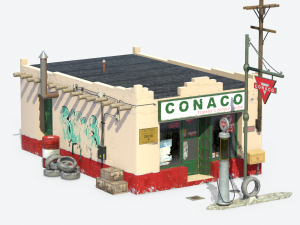 retro gas station Model 3D