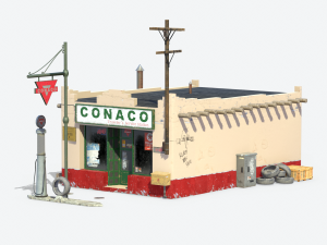 retro gas station Model 3D