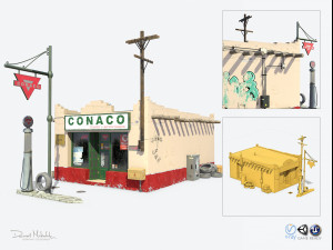 retro gas station Model 3D