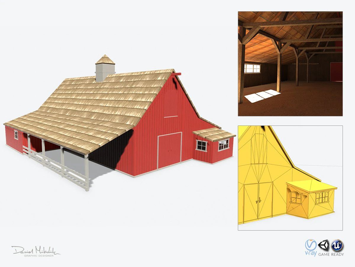 red barn pbr 3D Model .c4d .max .obj .3ds .fbx .stl .blend 