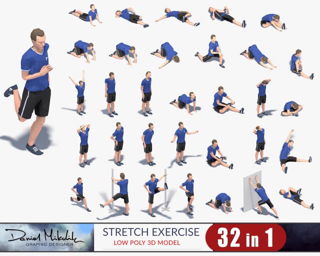 32 stretch animation bundle Modelo 3D .c4d .max .obj .3ds .fbx .stl .blend 