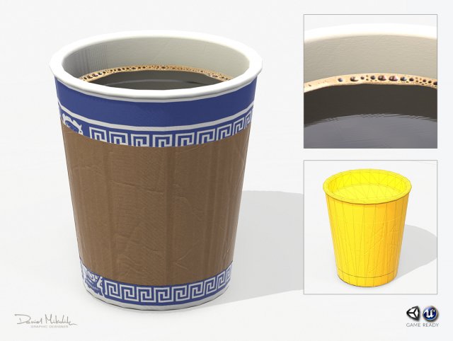 paper coffe cup low poly pbr 3D Модель .c4d .max .obj .3ds .fbx .stl .blend 